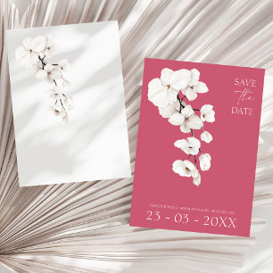 Moderne Magenta Roze Witte Orchidee Bloem Save The Date