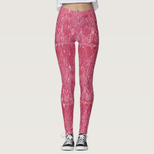 Moderne magenta Valentijn met kant-en-klaar zicht Leggings