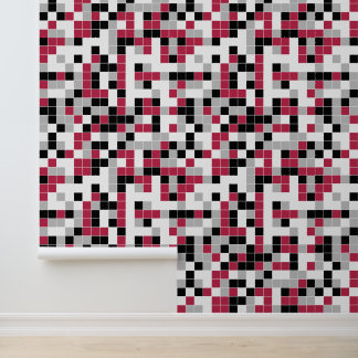 Moderne Magenta Zwart Grijs Geometrisch Behang
