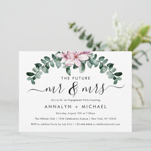 Moderne Magnolia Future Mr. en Mrs. Engagement Par Kaart (Staand voorkant)