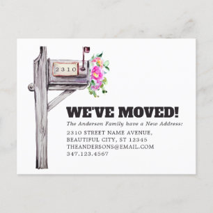 Moderne mailbox Floral Waterverf New Home Moving Aankondigingskaart