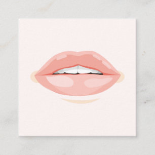 Moderne make-up artist blush roze lippen cosmetolo vierkante visitekaartje