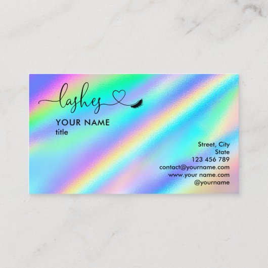 Moderne Make-up Artist Eyes Lashes Holographic Visitekaartje (Achterkant)