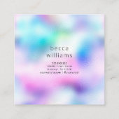 Moderne make-up artist pastel regenboog vierkante visitekaartje (Achterkant)