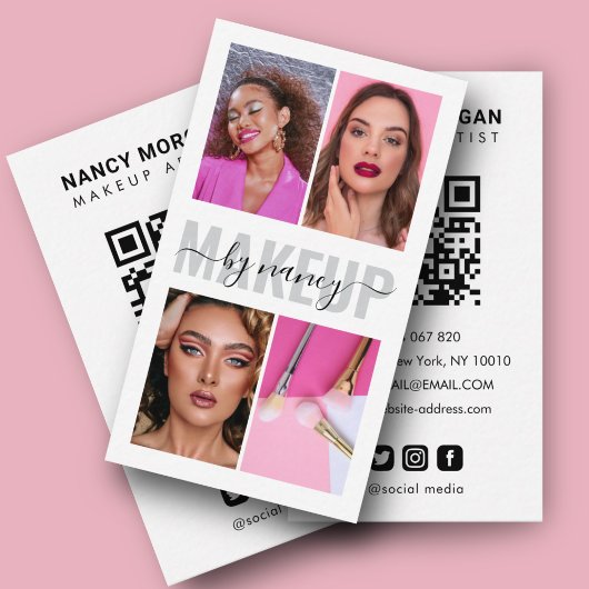 Moderne make-up kalligrafie script fotocollage visitekaartje