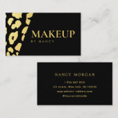 Moderne make-up luipaardprint zwart en goud visitekaartje (Voorkant / Achterkant)