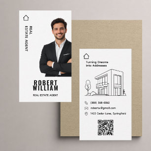 Moderne Makelaar Broker Witte Foto QR Visitekaartje