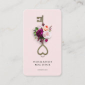 Moderne makelaar Floral Monogram Vastgoed Agent Visitekaartje (Voorkant)