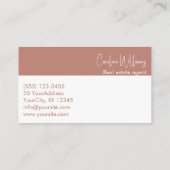 Moderne makelaar foto stoffig roos wit visitekaartje (Achterkant)