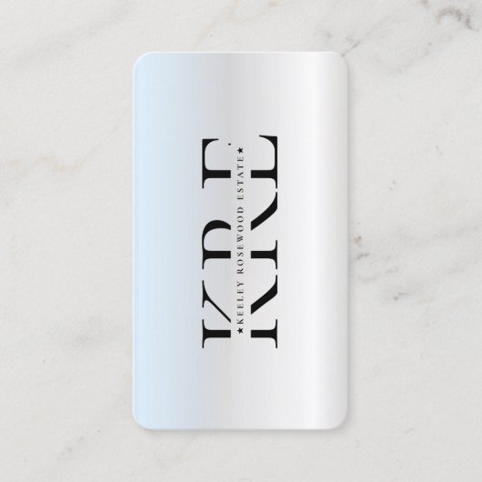 Moderne makelaar Monogram Makelaar Zilver Visitekaartje (Voorkant)