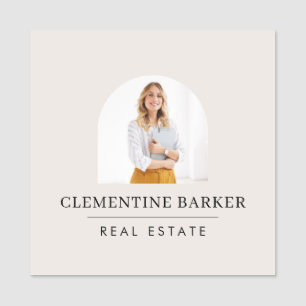 Moderne makelaar naam badge met foto boog elegant