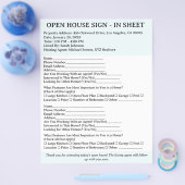 Moderne makelaar Open House Sign In Sheet Flyer (Enkel)