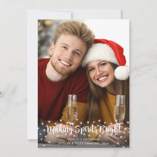Moderne MAKING SPIRITS BRIGHT Script Letters Feestdagenkaart (Voorkant)