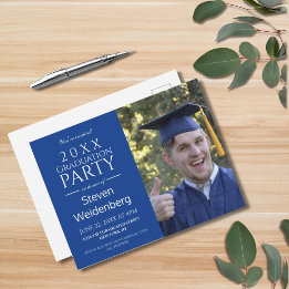 MODERNE MALE BLUE 2025 GRADUATION INVITATION PARTI