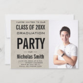 MODERNE MALE GRAD GRAY GRAY INVITATION FÊTE (Devant)