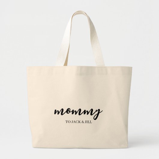 Moderne mama Kinder namen Moederdag Grote Tote Bag (Voorkant)