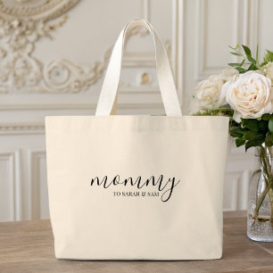 Moderne mama Kinder namen Moederdag Grote Tote Bag