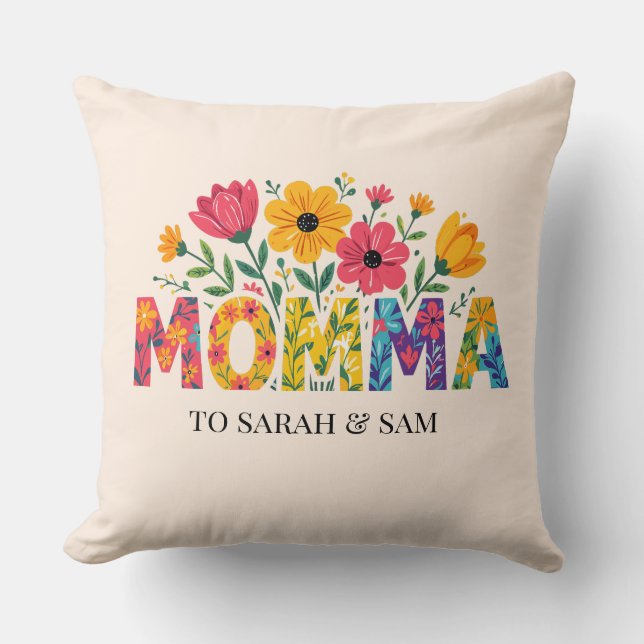 Moderne mama Kinder namen Moederdag Kussen (Voorkant)