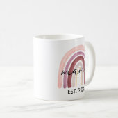 Moderne Mama Script Boho Rainbow Mug (Devant droit)
