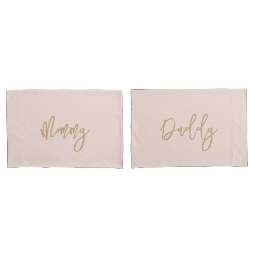 Moderne mammie papa Goud Aangepaste Monogram naam Kussensloop (Voorkant-Set)