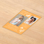 Moderne Mango vlinder foto afstudeerfeest Acryl Uitnodigingen (Laagn)