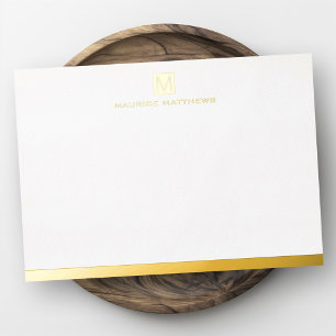 Moderne mannelijke monogram naam echte folie platt feestdagenkaart