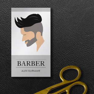 Moderne Mannen Hair Style Illustratie Gray Barber Visitekaartje