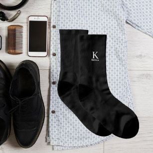 Moderne mannen monogram: zwart-wit elegant sokken