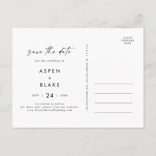 Moderne Manuscript 4 het Malplaatje van de Foto sp Uitnodiging Briefkaart (Achterkant)