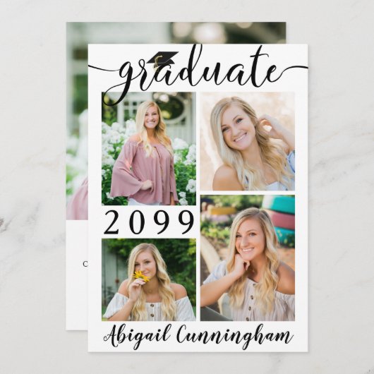 Moderne Manuscript 5 de Collage van de Foto Afstud Aankondiging (Voorkant / Achterkant)