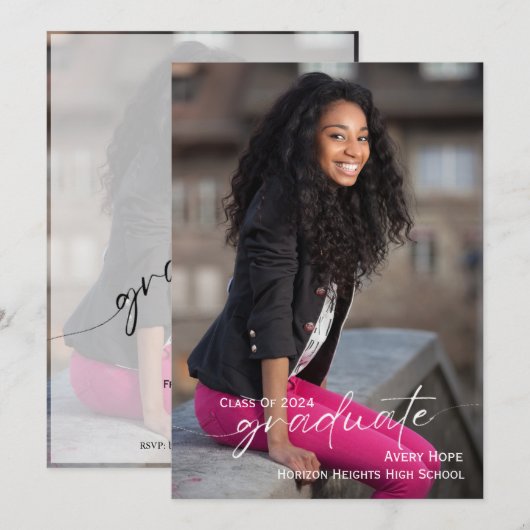 Moderne Manuscript Afstuderen de Uitnodiging van h (Voorkant / Achterkant)