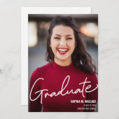 Moderne Manuscript Gepersonaliseerd Afstuderen Fot Aankondiging (Voorkant / Achterkant)