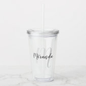 Moderne Manuscript Gepersonaliseerd Monogram en Na Acryl Drinkbeker (Voorkant)