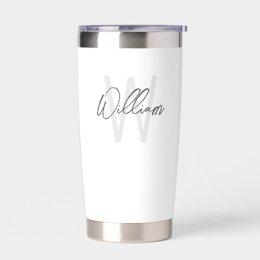 Moderne Manuscript Gepersonaliseerd Monogram en Na Geïsoleerde Drinkbeker (Links)