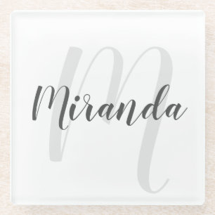 Moderne Manuscript Gepersonaliseerd Monogram en Na Glazen Onderzetter