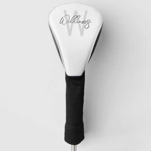 Moderne Manuscript Gepersonaliseerd Monogram en Na Golfheadcover (Voorkant)