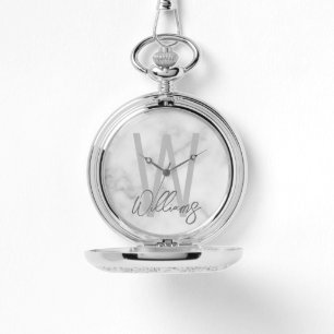 Moderne Manuscript Gepersonaliseerd Monogram en Na Horloge