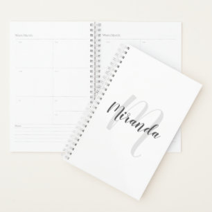 Moderne Manuscript Gepersonaliseerd Monogram en Na Planner