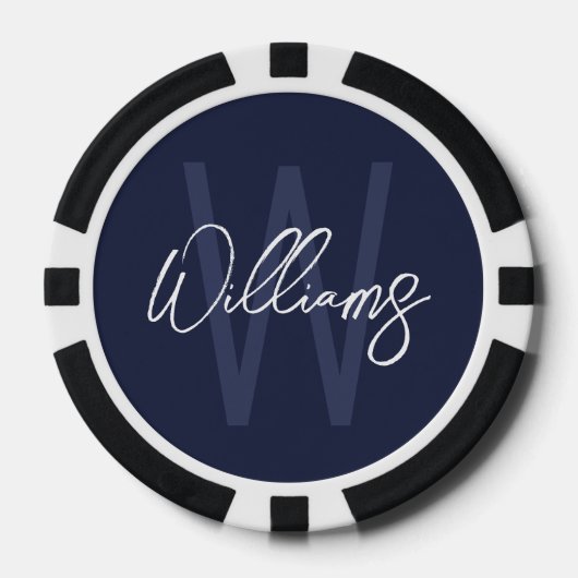 Moderne Manuscript Gepersonaliseerd Monogram en Na Poker Chips (Voorkant)