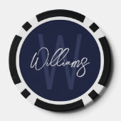 Moderne Manuscript Gepersonaliseerd Monogram en Na Poker Chips (Achterkant)