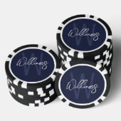 Moderne Manuscript Gepersonaliseerd Monogram en Na Poker Chips (Opstapeling)