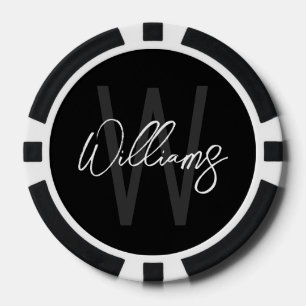 Moderne Manuscript Gepersonaliseerd Monogram en Na Poker Chips