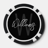 Moderne Manuscript Gepersonaliseerd Monogram en Na Poker Chips (Achterkant)