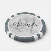 Moderne Manuscript Gepersonaliseerd Monogram en Na Poker Chips (Enkel)