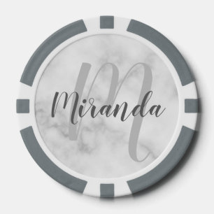 Moderne Manuscript Gepersonaliseerd Monogram en Na Poker Chips