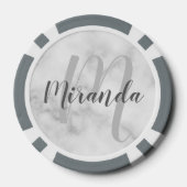 Moderne Manuscript Gepersonaliseerd Monogram en Na Poker Chips (Achterkant)