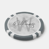 Moderne Manuscript Gepersonaliseerd Monogram en Na Poker Chips (Enkel)