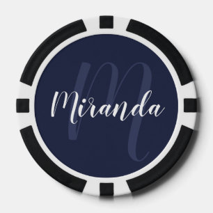 Moderne Manuscript Gepersonaliseerd Monogram en Na Poker Chips