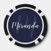 Moderne Manuscript Gepersonaliseerd Monogram en Na Poker Chips (Achterkant)