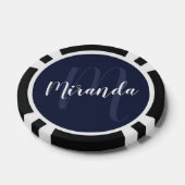 Moderne Manuscript Gepersonaliseerd Monogram en Na Poker Chips (Enkel)